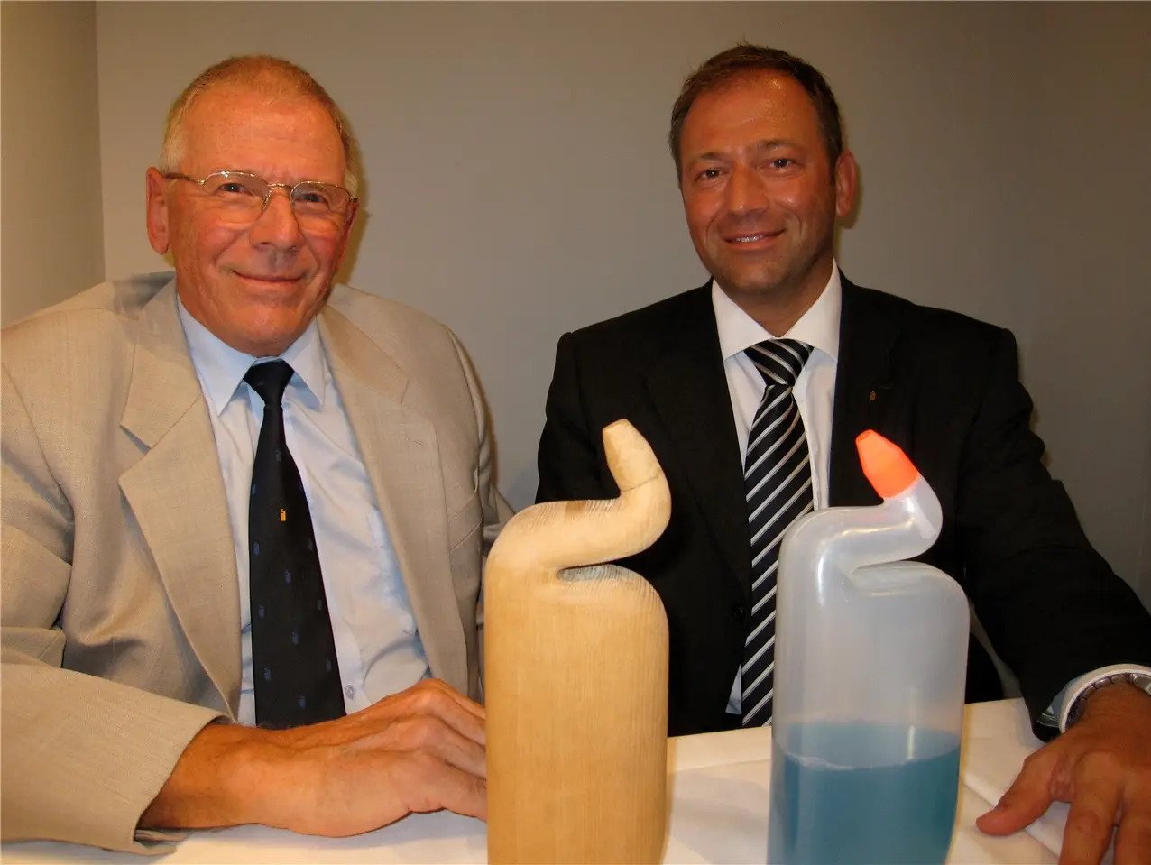 Walter and Heinz During pose with toilet duck prototype