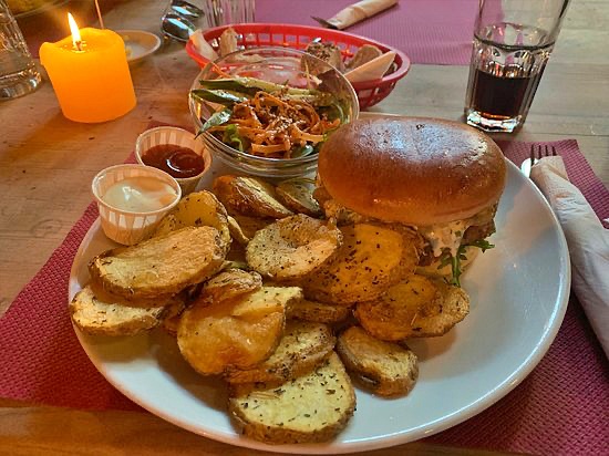 burger and fries at the great escape lausanne