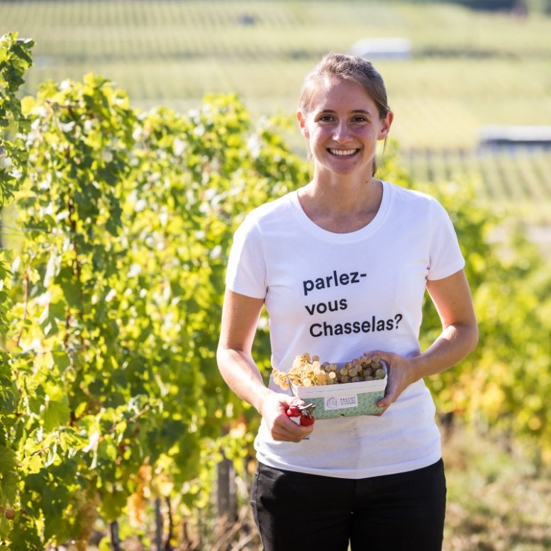 Laura Paccot in the vineyards chasselas