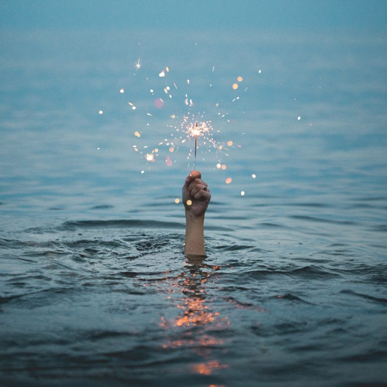 sparkler in water